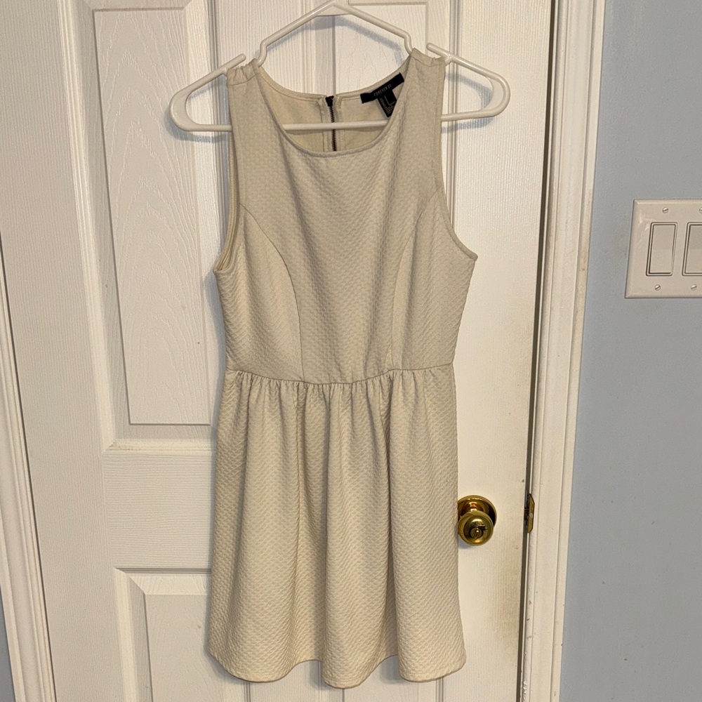 Forever 21 Sleeveless Cream Textured Dress